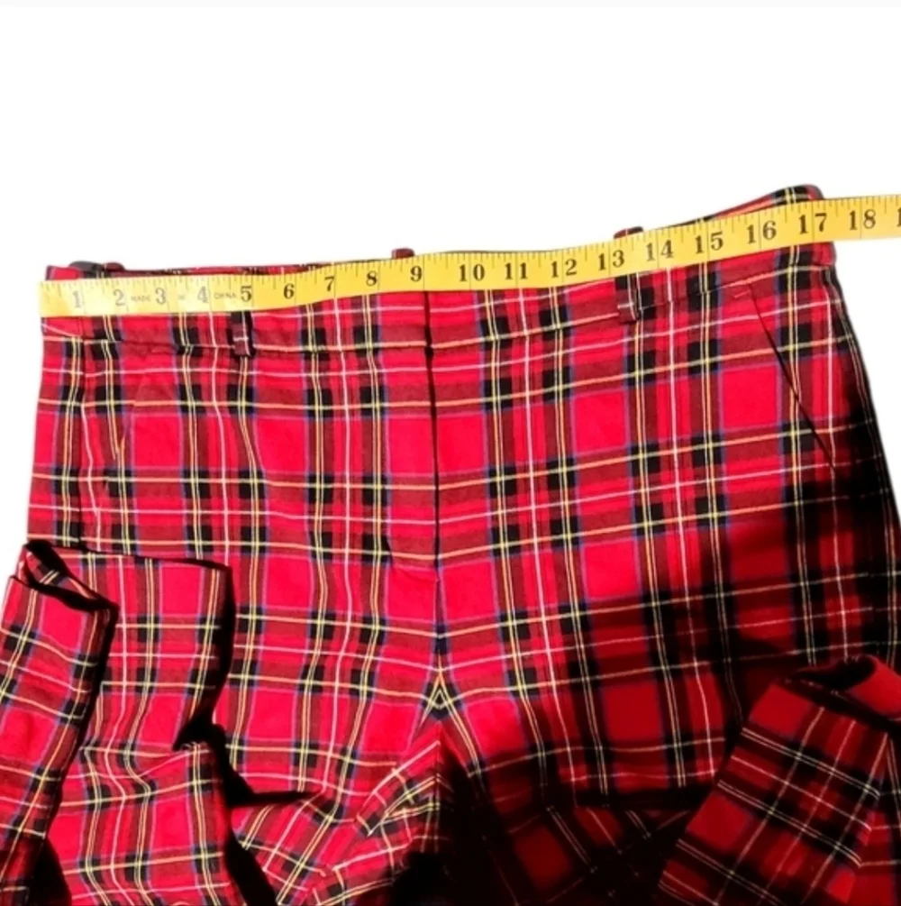 J.Crew Kallie Plaid Straight Leg Pants Red Black Career Workwear Size 12